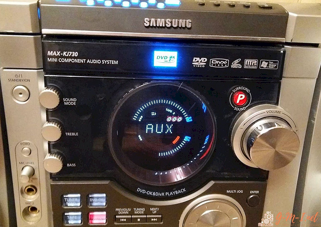 What is AUX IN at the music center
