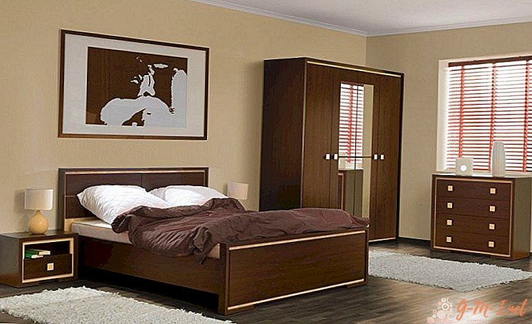 Design de chambre à coucher avec mobilier de couleur wengé