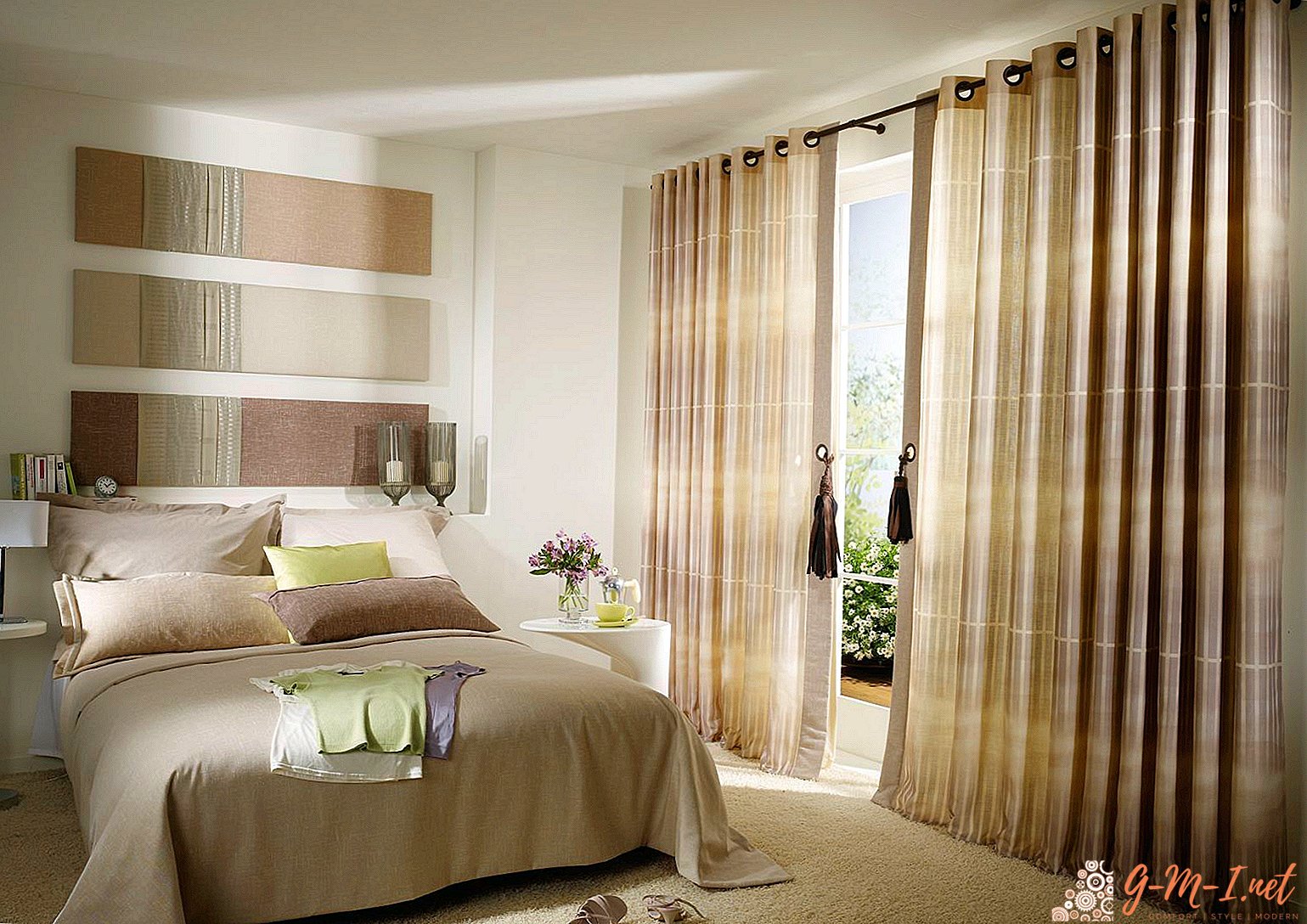 Curtains in a bright bedroom