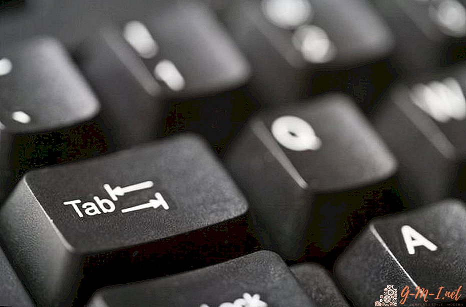 Tab button on the keyboard