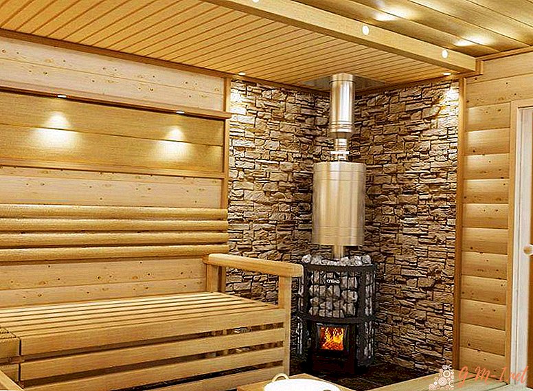 Kaminvorrichtung in einem Badehaus für einen Holzofen